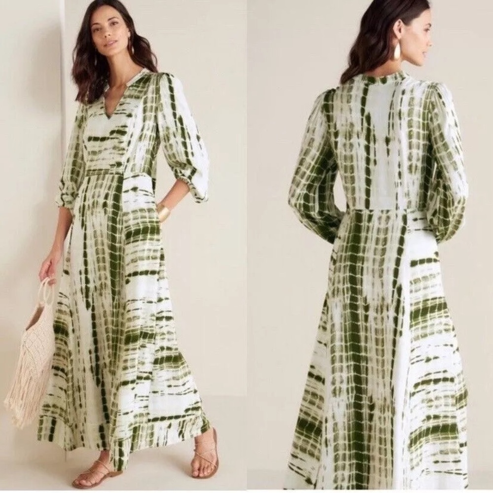 NEW Soft Surroundings Melody Maxi Dress Green Tye Die-Size Medium